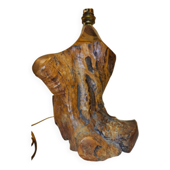Brutalist olive wood lamp base