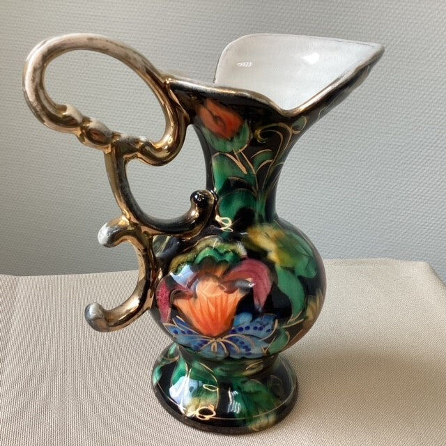 Vase motif fleurs en céramique d'art, faïence belge, Hubert Bequet