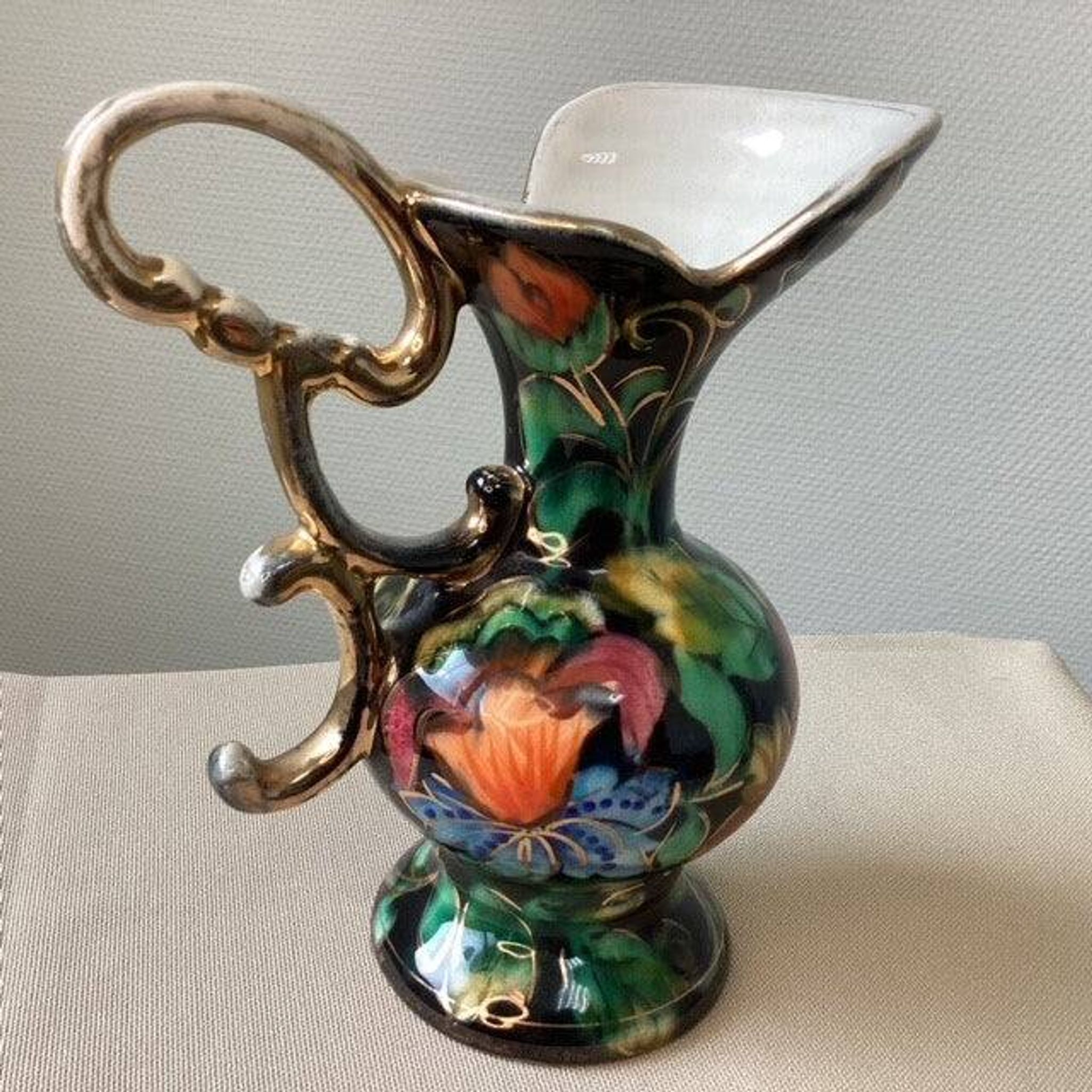 Vase Flower Motif Hubert Bequet Art Ceramics Belgian Faience