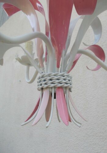 Chandelier metal flowers leaves shabby chic