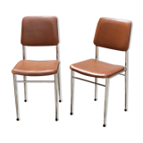 Pair of chairs skaï and chrome