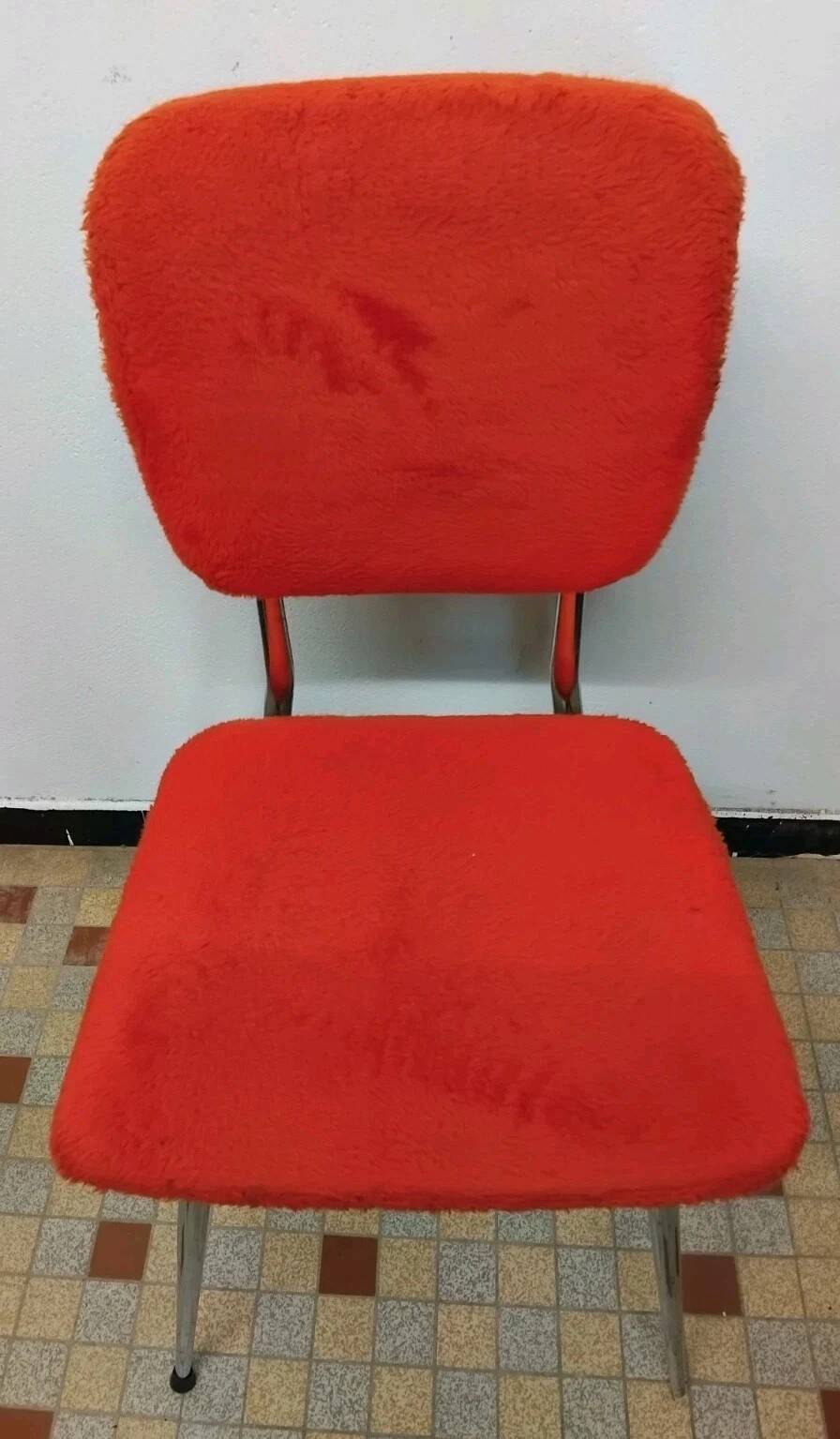 Lot de 4 anciennes chaises en tissus moumoute année 60 vintage