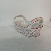 Vide poche corbeille faience peint peint decor fleur
