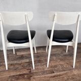 Series of 4 white and black Scandinavian chairs Ingrid from Stella 1960.