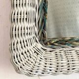 Vintage woven rattan mirror
