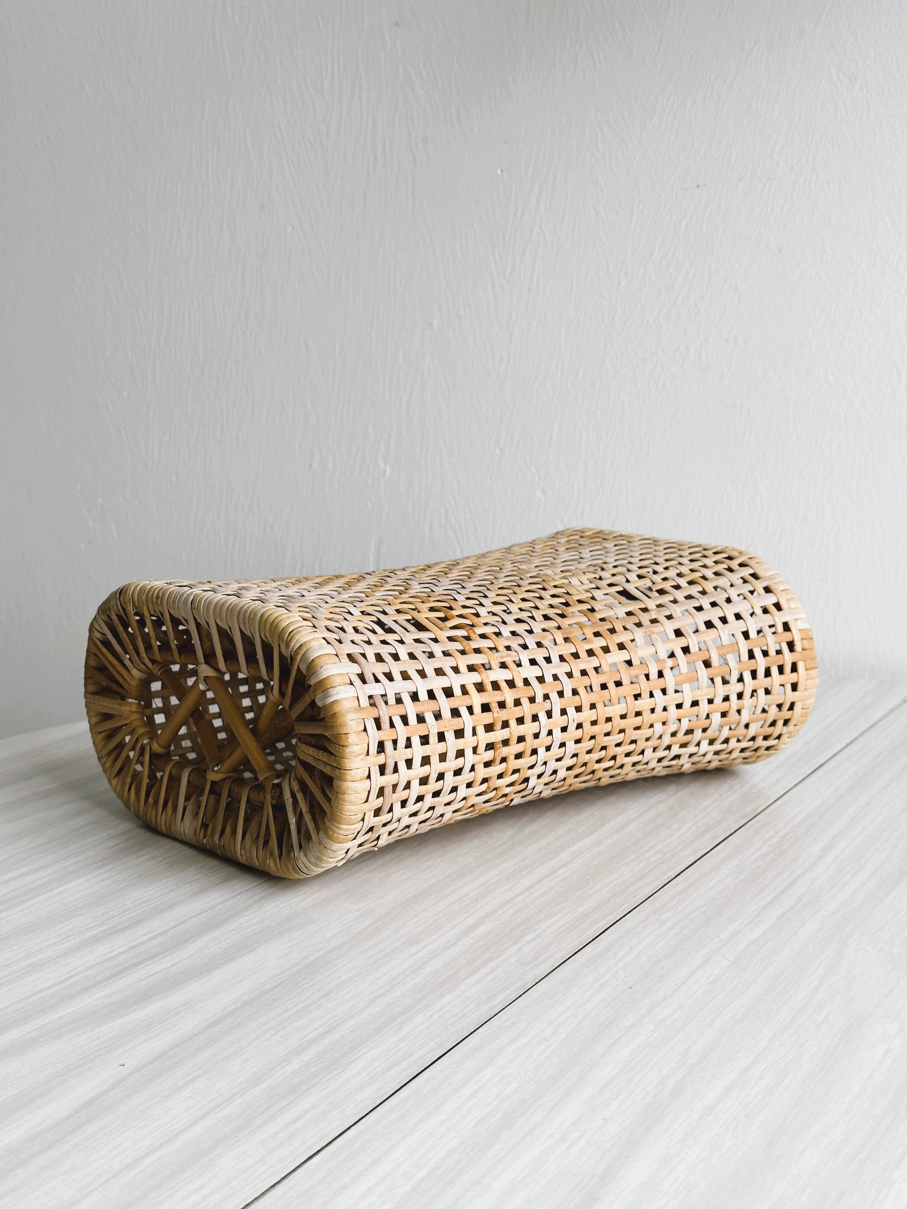 Vintage woven rattan beach cushion