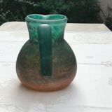 Pichet en pâte de verre orange et vert de Georges DE FEURE