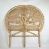 Rattan headboard decoration peacock tail