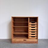 Vintage tambour cabinet - archive in oak