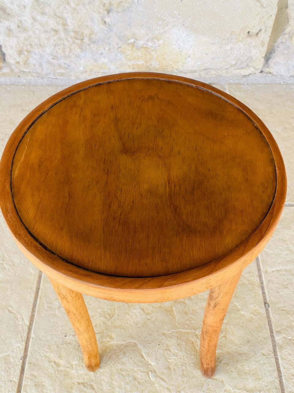 Curved wooden stool by Thonet for FMG Poland, 1930