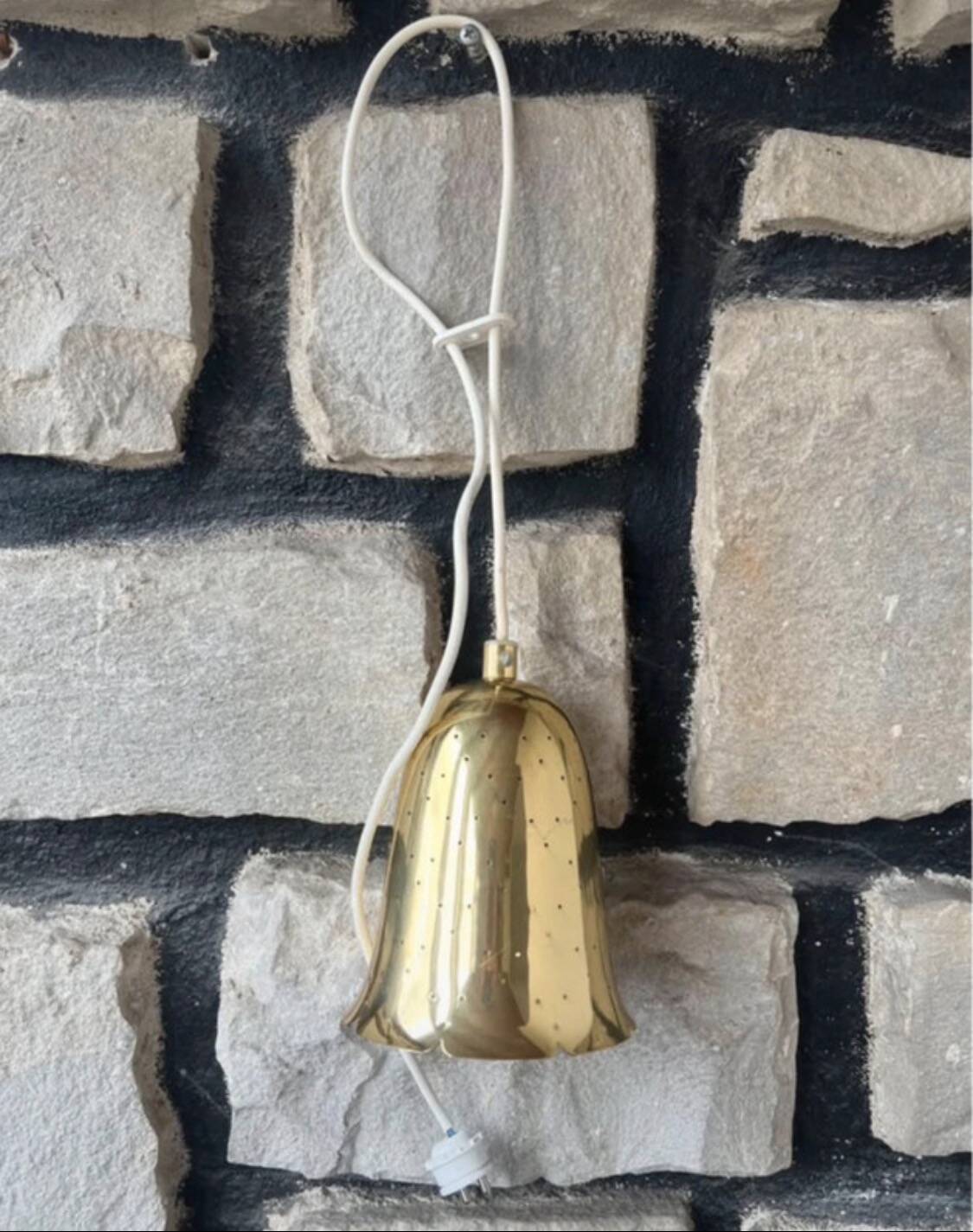 4 antique Swedish pendant lamps in gilded brass by Boréns