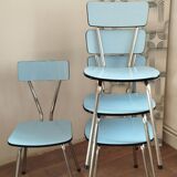4 chaises en Formica bleues
