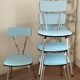 4 blue Formica chairs
