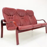 1980 Three-Seater Leather Sofa, Ton Czechoslovakia