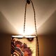 Vintage portable lamp with authentic seventies floral linen fabric.