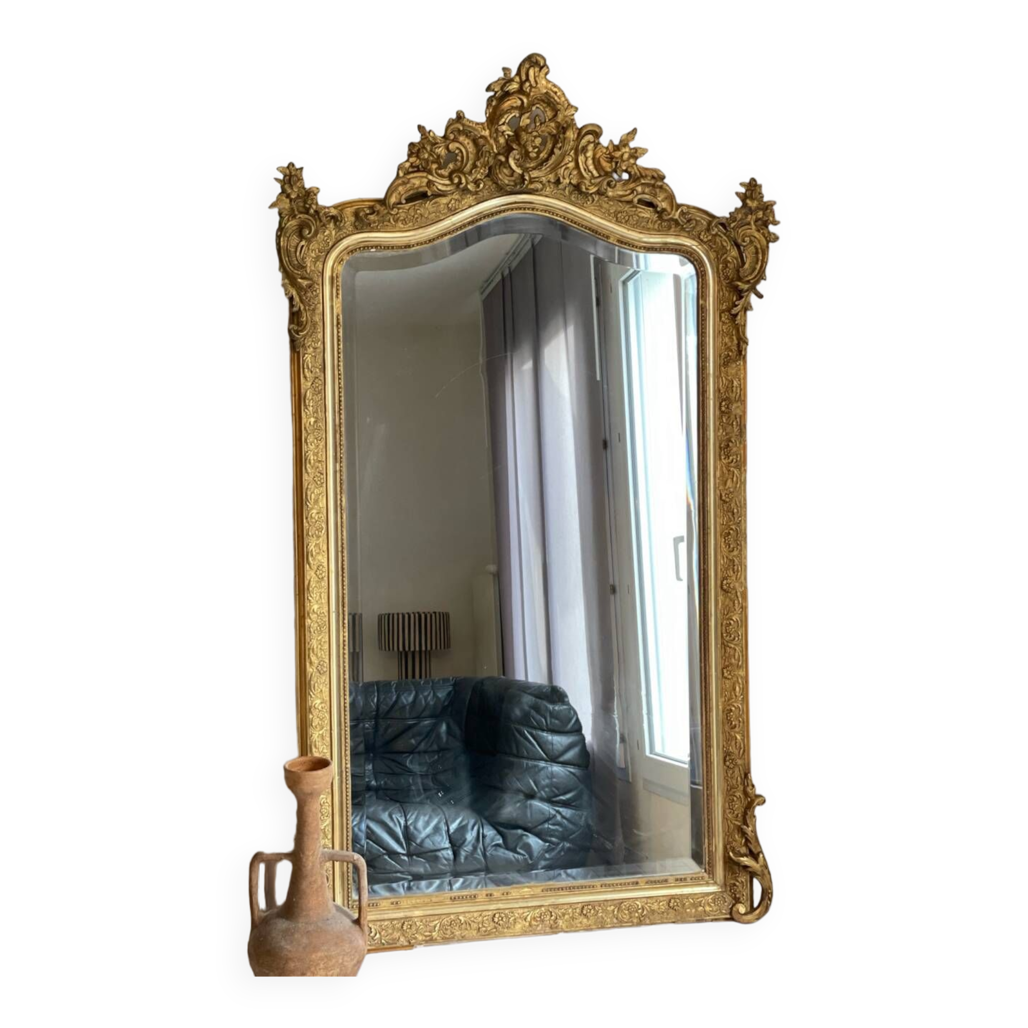 Antique Louis XV rocaille mirror 153x91 cm