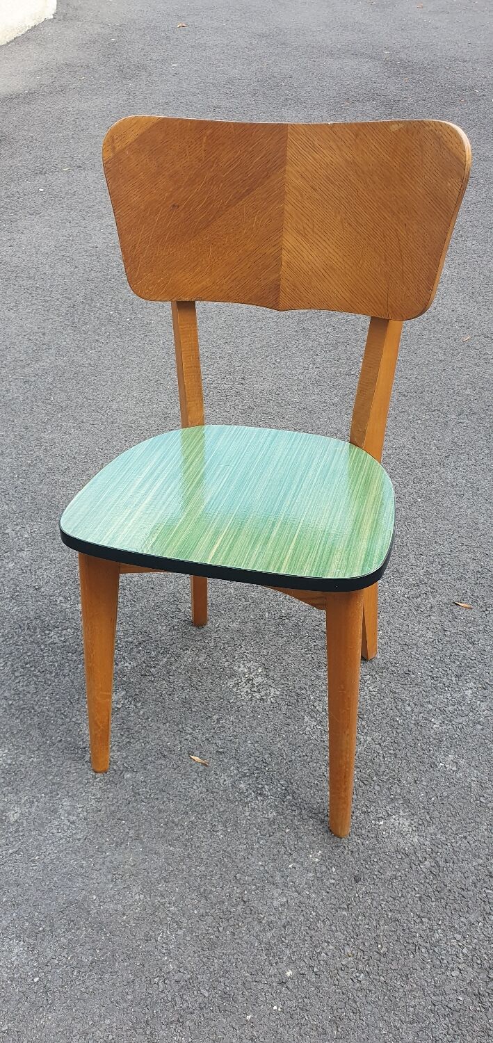 Set of 4 formica and wood chairs
