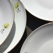 10 plates dessert porcelain decoration flowers 50's melitta