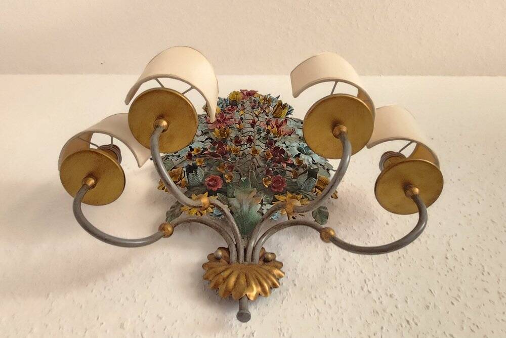 XL Large 2 Light polychrome vintage Ciani Firenze wall lamp, Italy 1970s