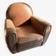 Bradford club armchair in full-grain cowhide leather, tawny colour.