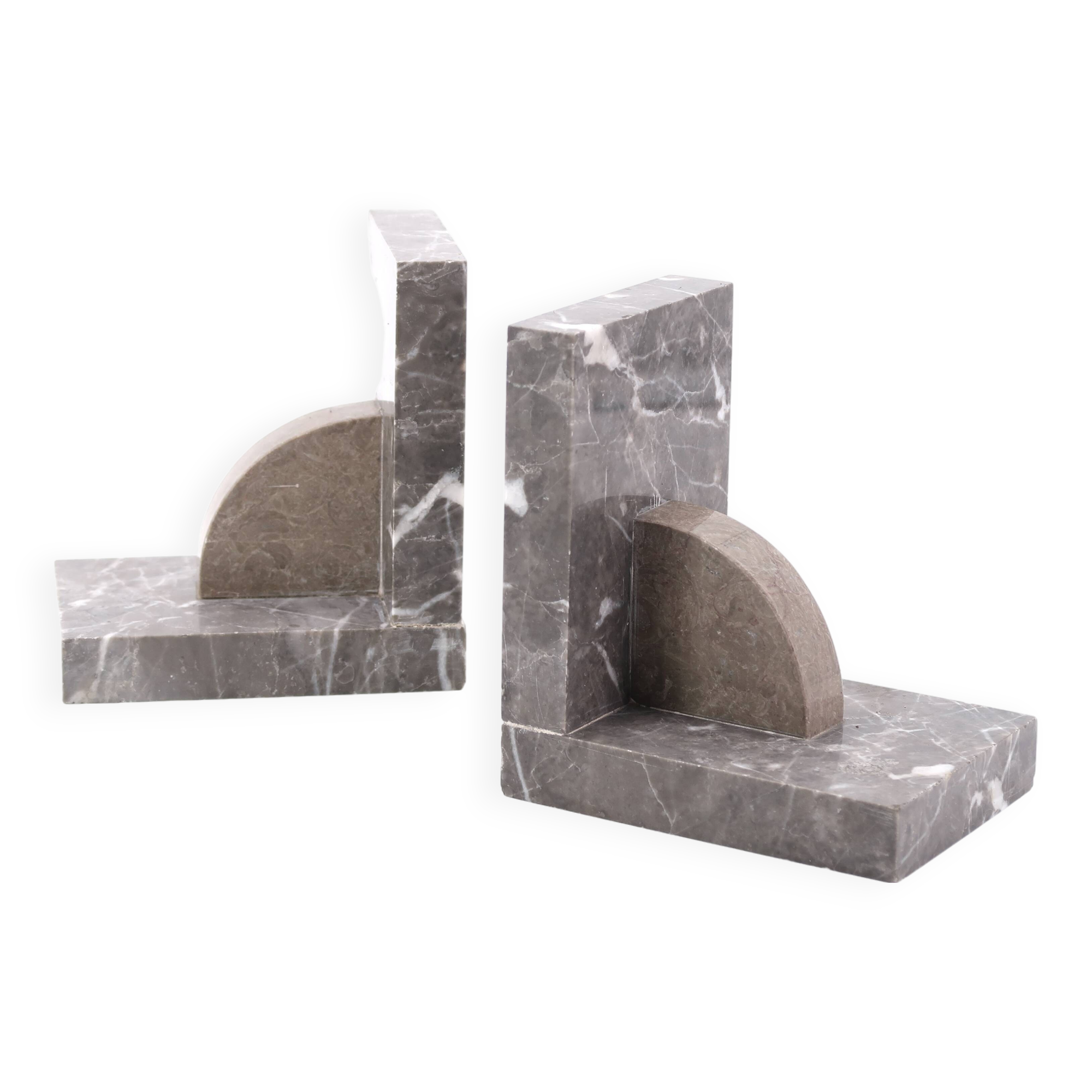 Art Deco Grey Marble Bookends