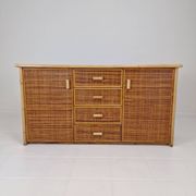 Italian Bamboo and Rattan Chest of Drawers or Credenza, 1980s