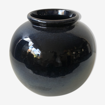 Glazed blue ceramic vase
