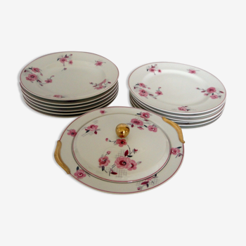Lot legumier 6 flat plates and 6 hollow plates porcelain ch ahrendfeld