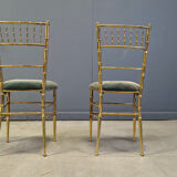 Pair of brass faux bamboo chairs, 1960s