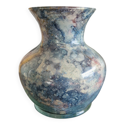 Vase laque line verre églomisé pièce unique fabriquée à la main en france