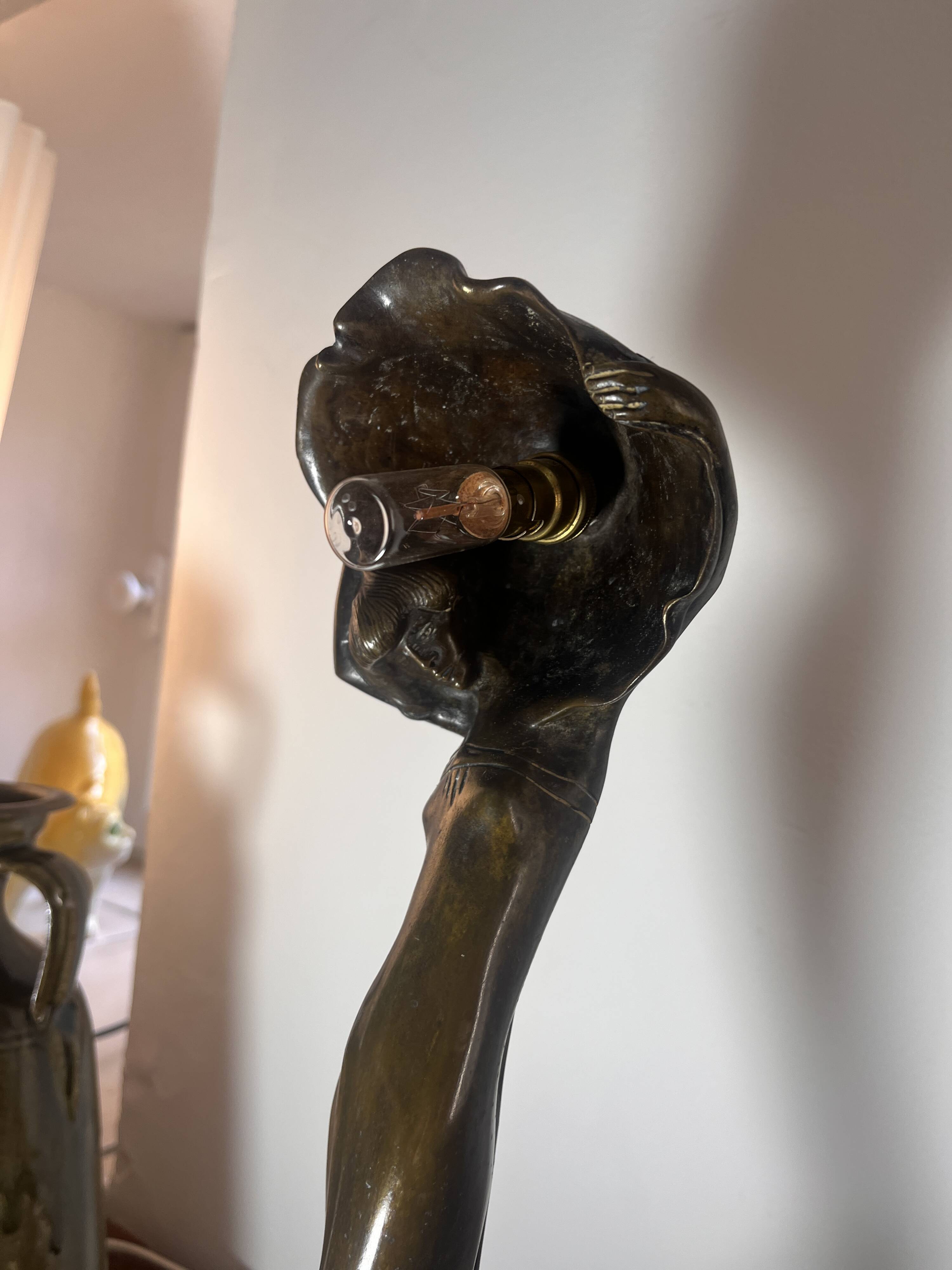 Bronze Art Nouveau lamp