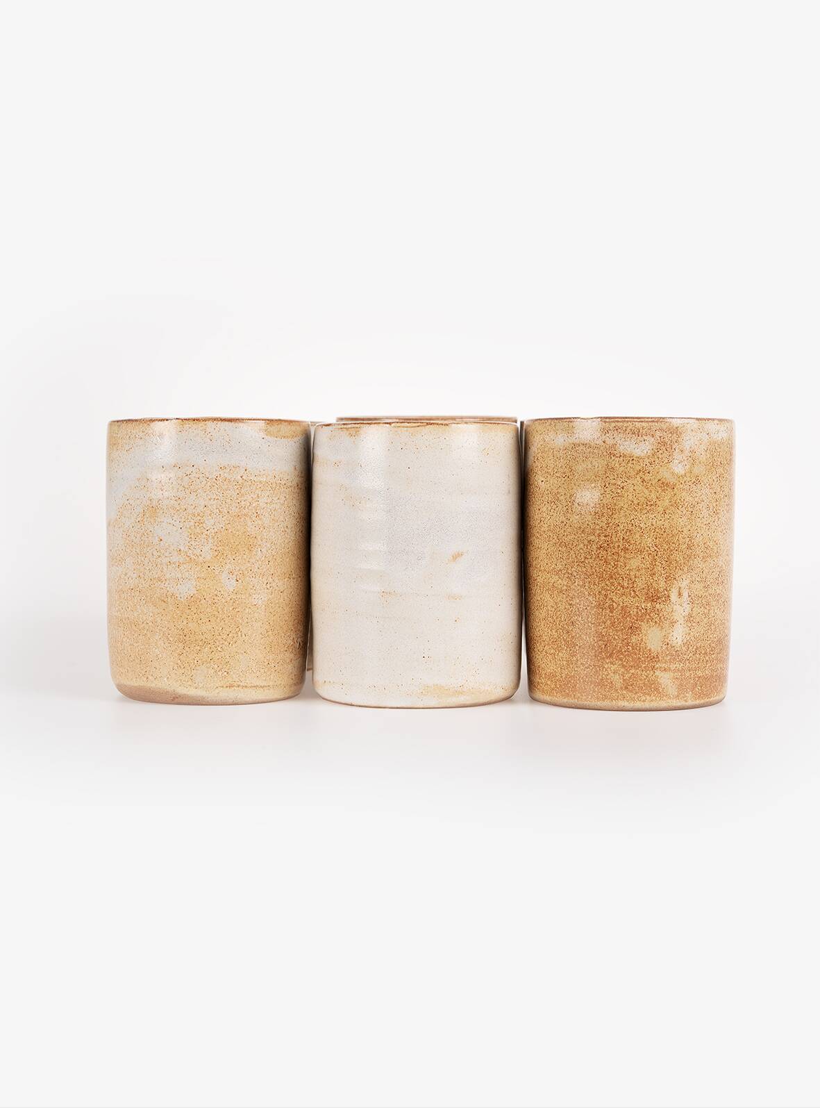 6 Handcrafted stoneware cups. Very good state