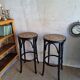 Paire de tabourets de bar cannés , en bois courbé