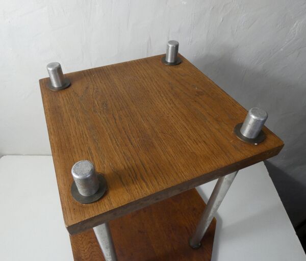 Table d'appoint design scandinave teck et acier chromé vintage