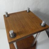 Table d'appoint design scandinave teck et acier chromé vintage