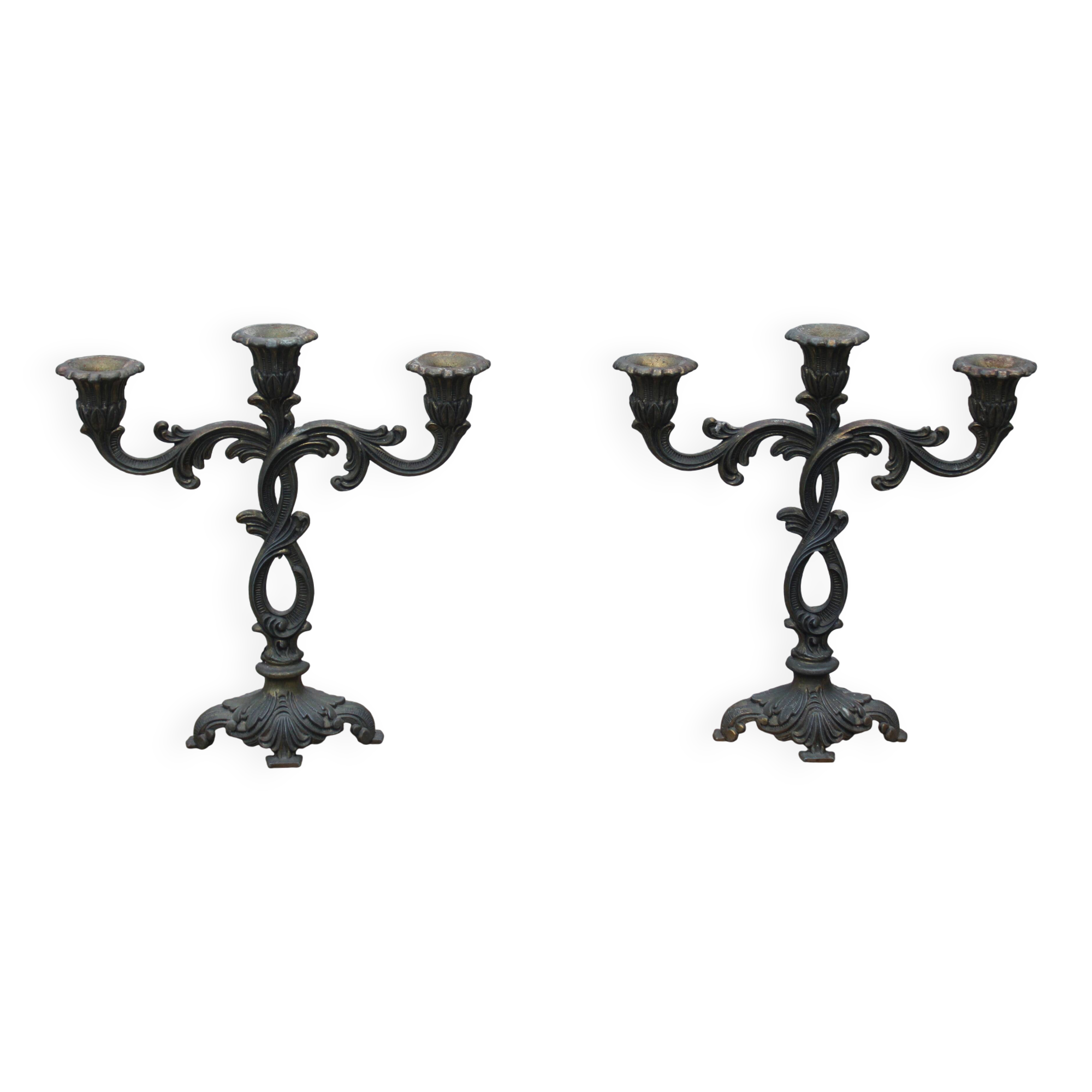 Pair of vintage candlesticks, baroque rococo style.