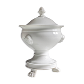 White porcelain confiturier with lion paws and masks. 19th century.