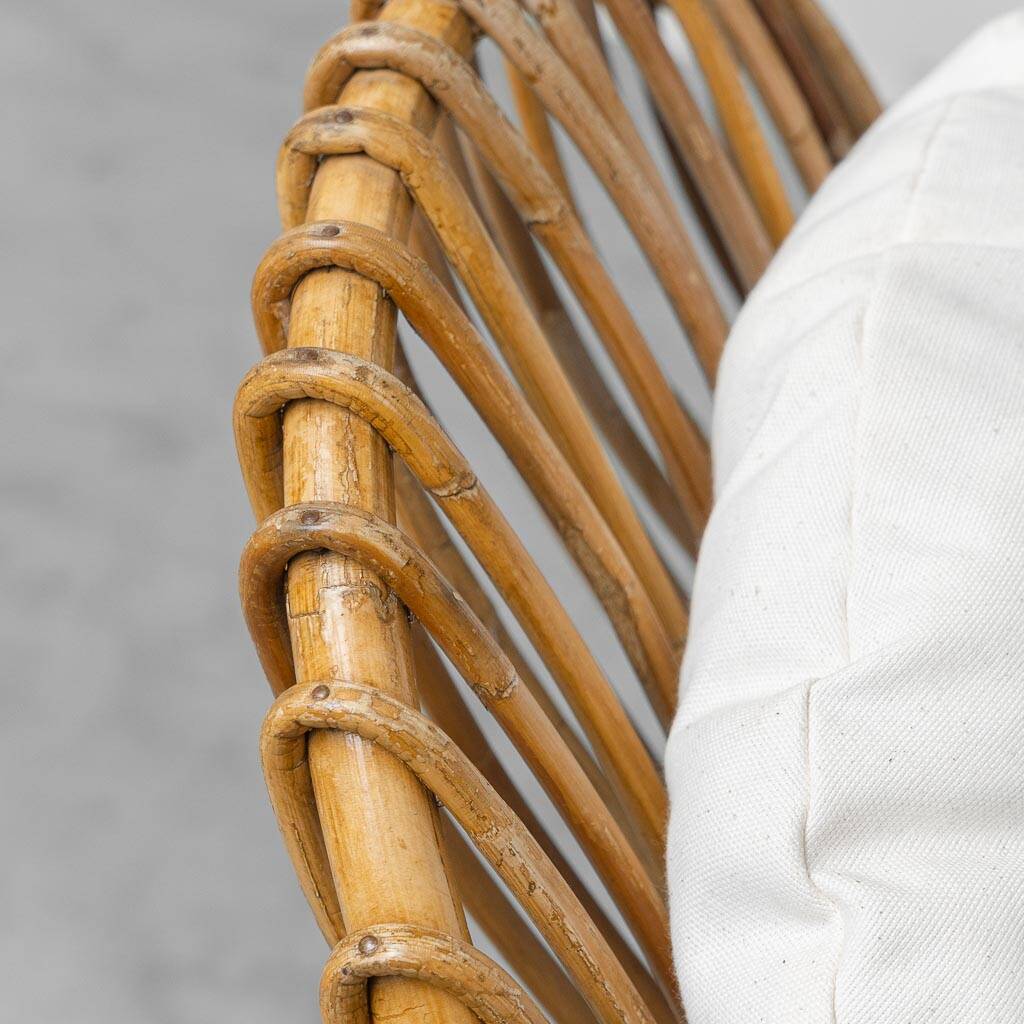 Fauteuil à bascule Van Sliedregt Noordwolde des années 1970 – design vintage en rotin néerlandais