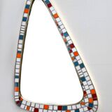 Mosaic and brass mirror, free form, Holland, 50's.
