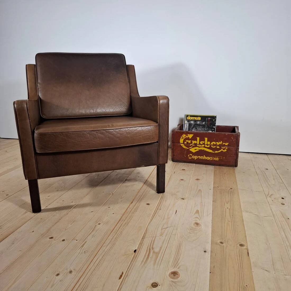 Vintage leather armchair – Mogensen style, 1960s