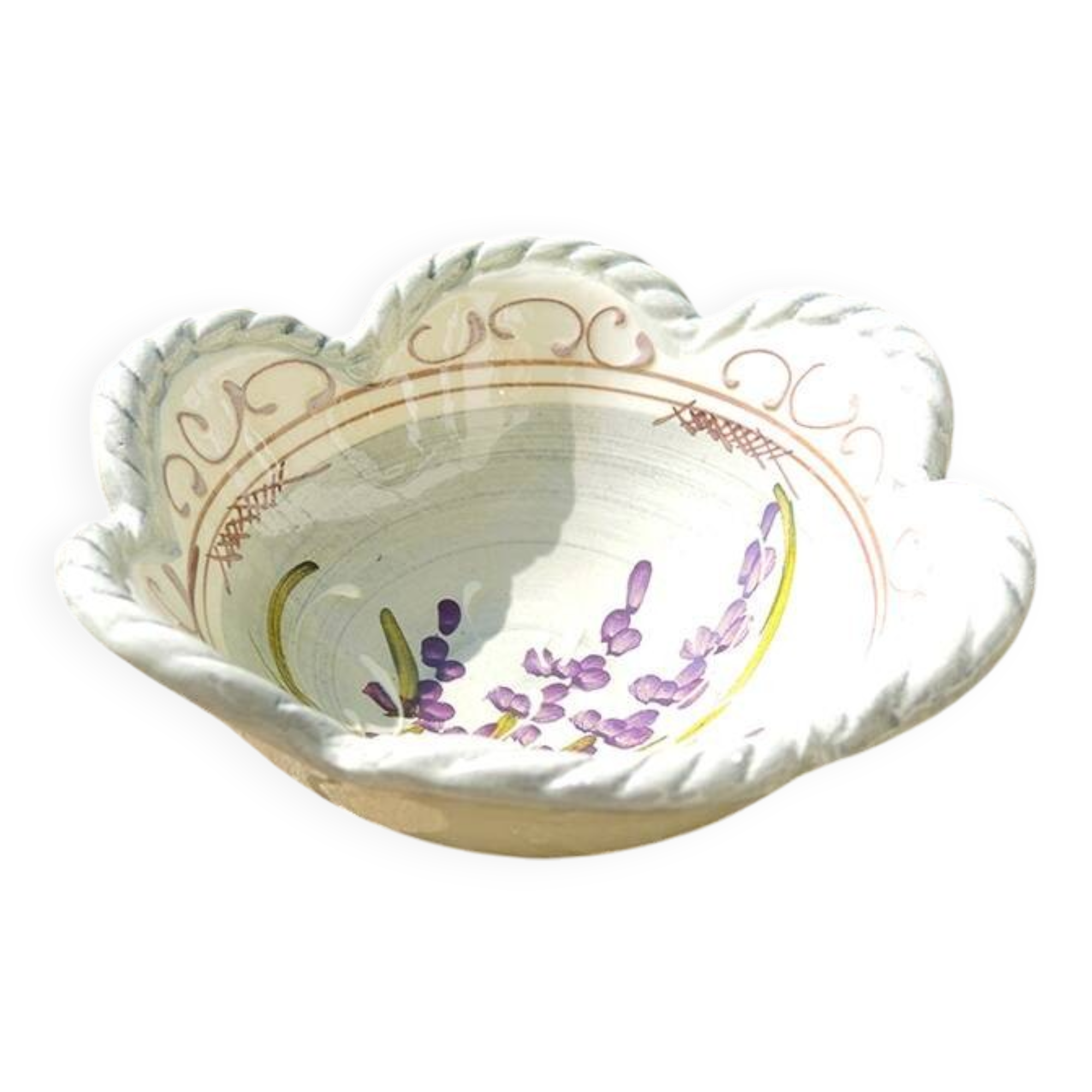 Antique Small Hand-Painted Vallauris Ceramic Bowl