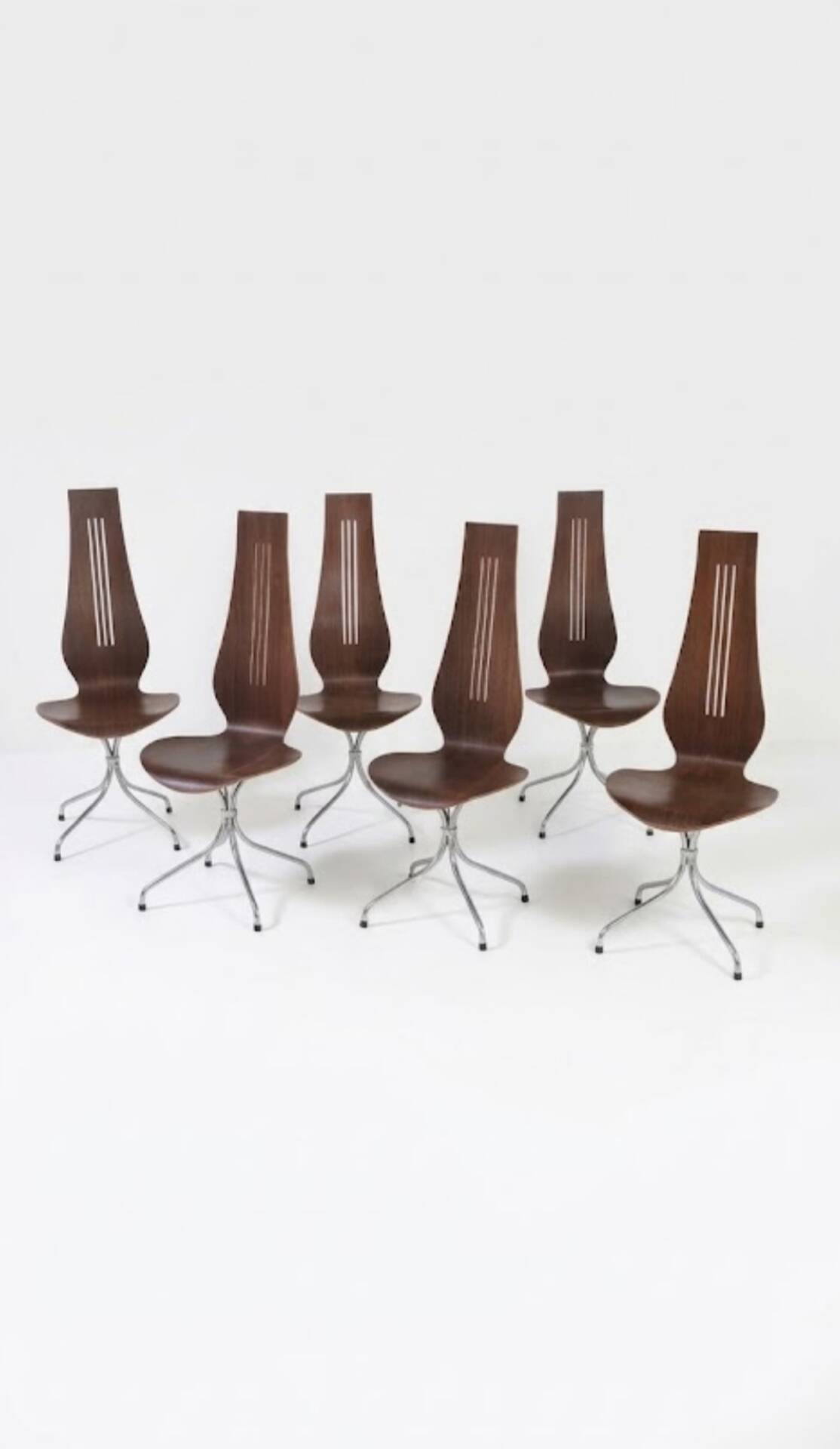 6 chaises M352 dites Lyre par Théo Häberli, Suisse vers 1968