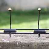 Vintage metal coat rack, wall-mounted coat rack with 4 vintage hooks