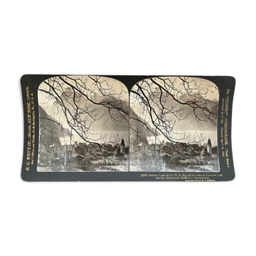 Photographie ancienne stereo, stereograph, luxe albumine 1903 Lac de Lucerne, Suisse