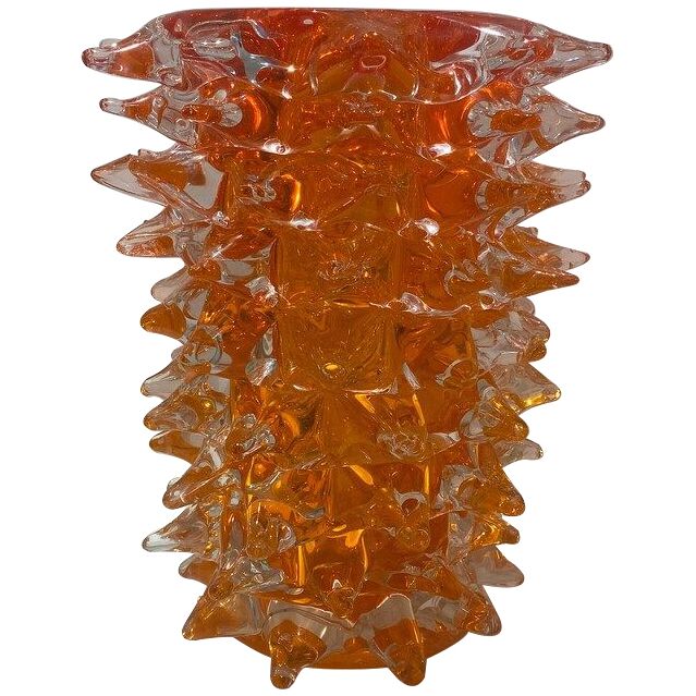 Orange murano glass vase