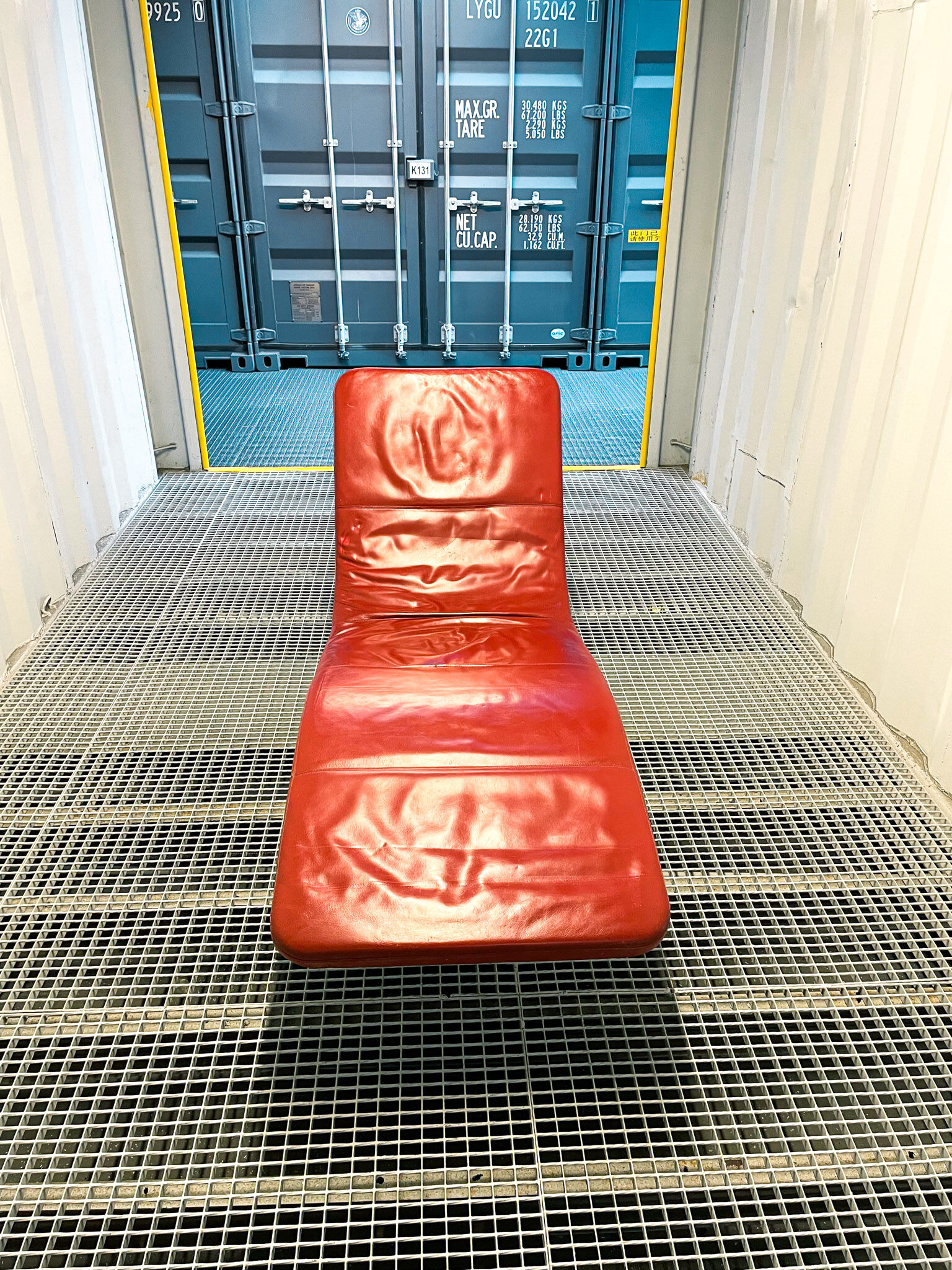 B&B Italia red leather lounge chair by Jeffrey Bernett