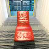 B&B Italia red leather lounge chair by Jeffrey Bernett