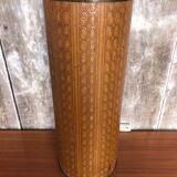 Boiled cardboard umbrella stand + brass strapping + vintage interior tray #a312