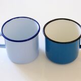 2 vintage 60 ' s sheet metal mugs