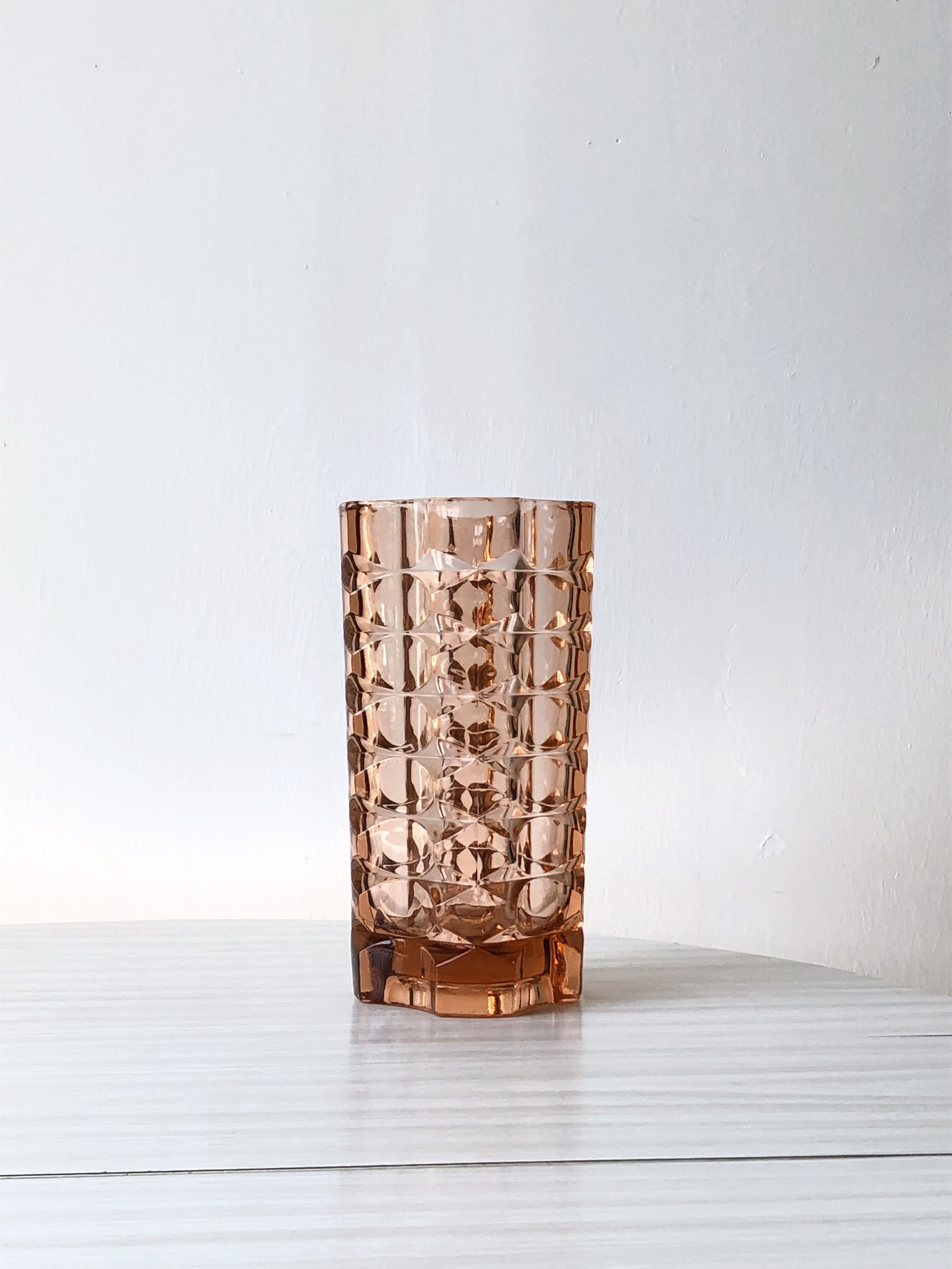 Pink thick glass vase, Windsor Rosaline Luminarc model